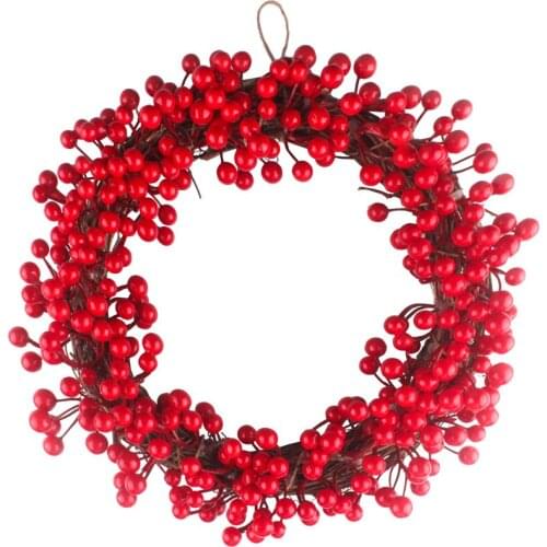 30cm 35cm 40cm Christmas Wreath Decorations Rattan Wreath Garland With Berry Party Decoration Christmas Door Decoration
