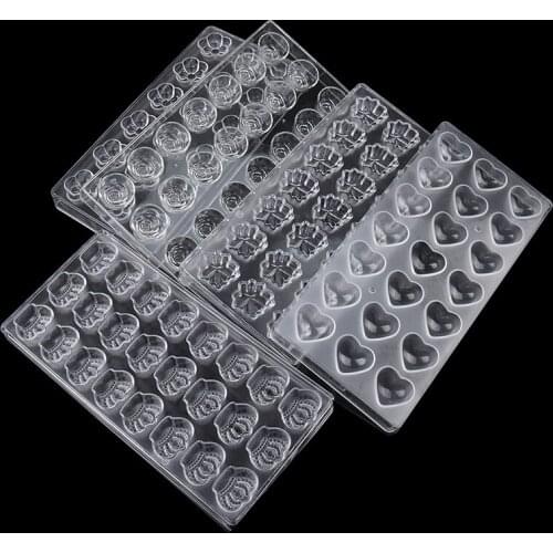 3D Chocolate Candy Bars Molds Tray Plastic Form Flowers Baking Pastry Tools