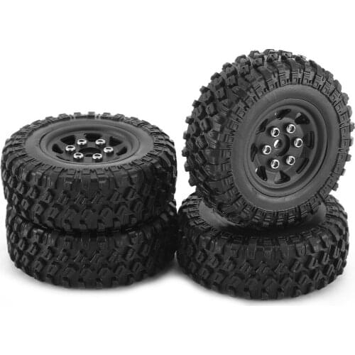 4PCS 49*18mm Beadlock Micro Crawler Wheel Rims Tires Set for 1/24 RC Crawler Car Axial SCX24 90081