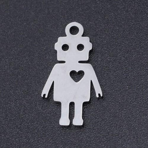 5pcs/lot 100% Stainless Steel Robot Charms Wholesale Accept OEM Order Bracelets Pendants Jewelry Making Charms Top Quality