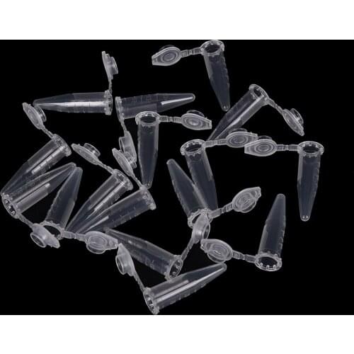 50PCS Clear Micro Plastic Test Tube Centrifuge Vial Snap Cap Container for Laboratory Sample Specimen School Stationery 0.5 ML
