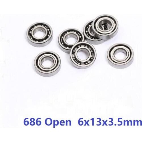 500pcs/lot 686 Open Type ball bearing 6x13x3.5 mm deep groove ball bearings Miniature Mini bearing 6*13*3.5