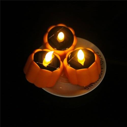 6PC Pumpkin Led Candle Light Solar Powered Wireless Night Lamp Indoor/Outdoor Decoration for Halloween,Party,Bar