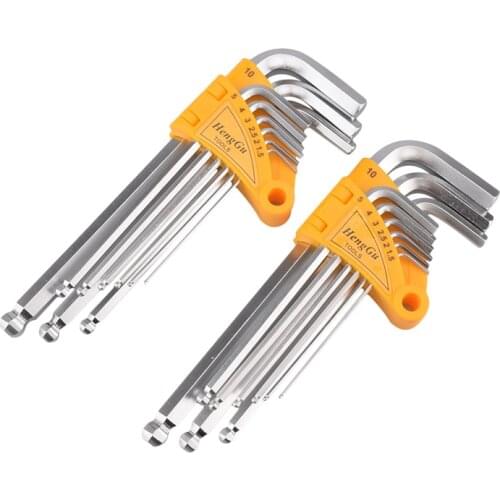 9PCS Hex Wrench Set Double End L-Type Allen Hexagon Screwdriver 1.5mm-10mm Hex Ball Hand Set Hand Tools