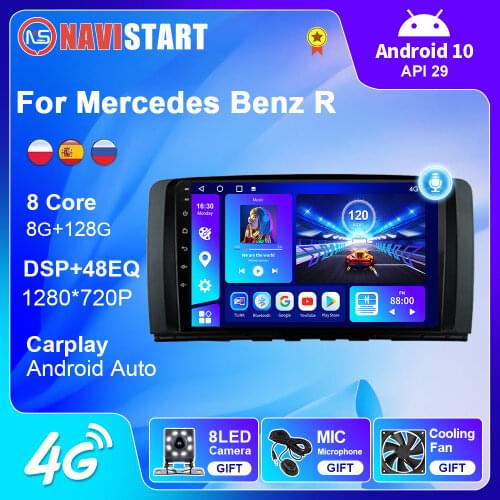 For Mercedes Benz R Car Radio For Class W251 R300 R350 R63 2006-2014 Android 10.0 WIFI BT OBD Multimedia DVD Player No 1 2 Din