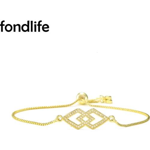 Shiny AAA Cubic Zirconia Crystal Two Intersectant Prismatic Charm Bracelet Women 2021 New Fashion Brass CZ Fancy Jewelry Present