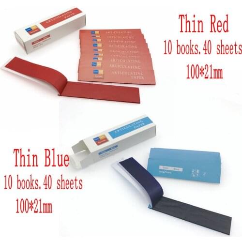 1 Box Non-sticking Articulating Paper Dental Articulating Paper Strips Thin Blue/Red Strips 40 sheets/book 10 books/Box