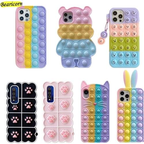 Pop Bubble Fidget Toys Case For Xiaomi Mi 6X 8 9 9T 10 10T 10i 11 11i 11X CC9 A2 A3 Lite Poco X3 NFC X2 F3 F2 C3 M2 M3 Pro Cover