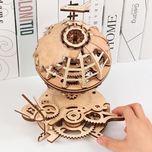 Globe Wooden Puzzle DIY Mechanical 3D Model Kit,Christmas Birthday Gift for Women,Boys and Girls