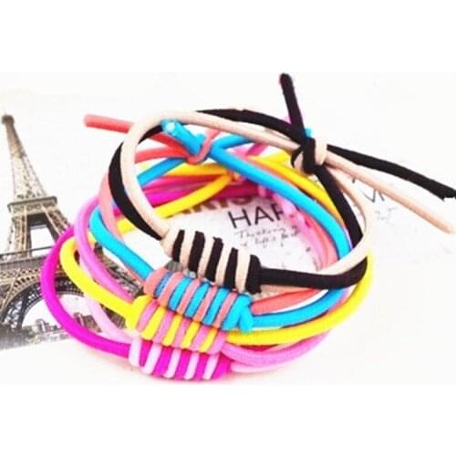 6 pcs/lot Elastics Rubber Bands Holder Rubber Elastic Accessories Girl Women Tie Gum Scrunchie Candy Color