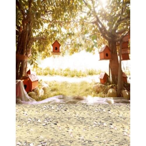 Trees Bird House Photography Backdrops Photo Props Studio Background 5x7ft