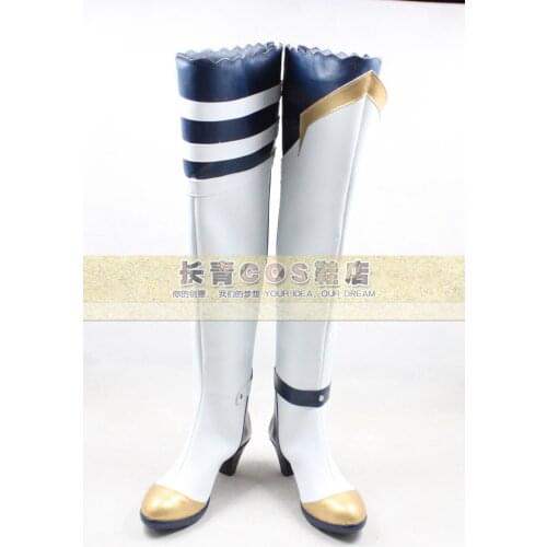 Knightfall 2 KOS-MOS Girls White Long Cosplay Shoes Boots C006