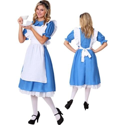 Halloween Alice in Wonderland Maid Costume Adult Women Cosplay Blue Ldyllic Maid Fancy Dress halloween costume for Women