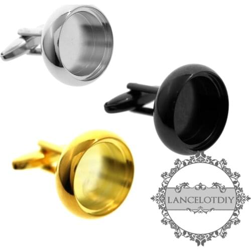 16mm round bezel 5mm depth gun black,silver,gold floating cufflinks tray 1500150