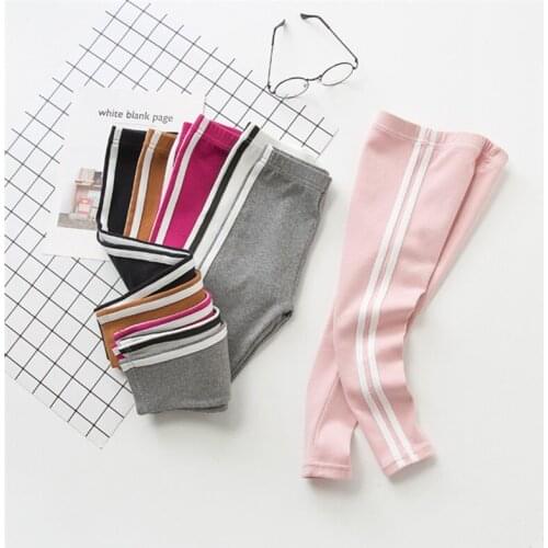 Girls Pants Kids Top Quality Spring Autumn Leggings Side Striped Elastic Pencil Pants All-match Pants Active Wear kids Trousers