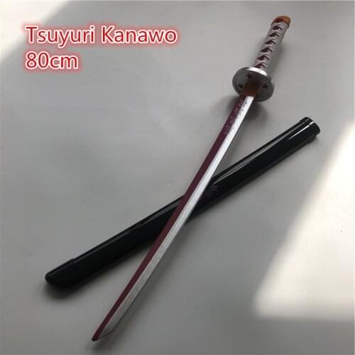 80cm Kimetsu no Yaiba Sword Weapon Demon Slayer Tsuyuri Kanawo Cosplay Sword 1:1 Anime Ninja Knife wood toy