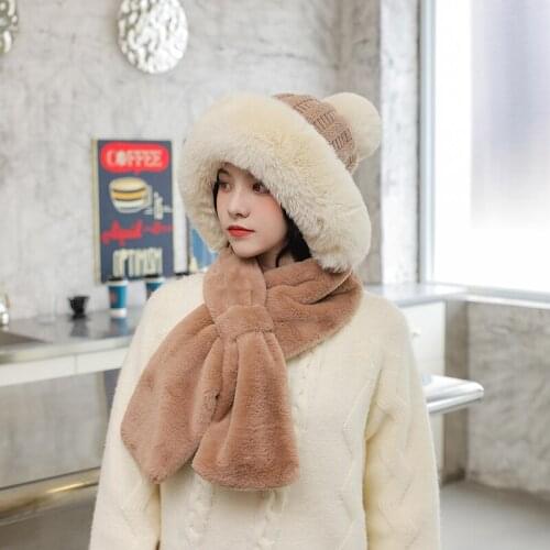 2021 fashion design high quality new autumn winter hat womens warm wool hat cute hair ball scarf thick knit hat set