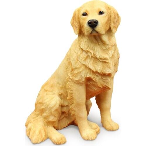Fashion Golden Retriever Sitting Dog Simulation Animal Model Car Crafts Ornaments Home Accessories Figurines Miniatures Crafts