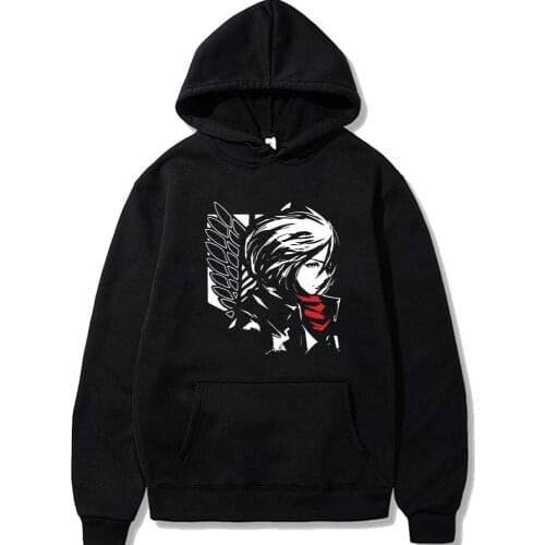 Men Hoodies Attack on Titan Mikasa Ackerman Men Pullovers Hoodies Sweatshirts Print Anime Hoody Streetwear Tops