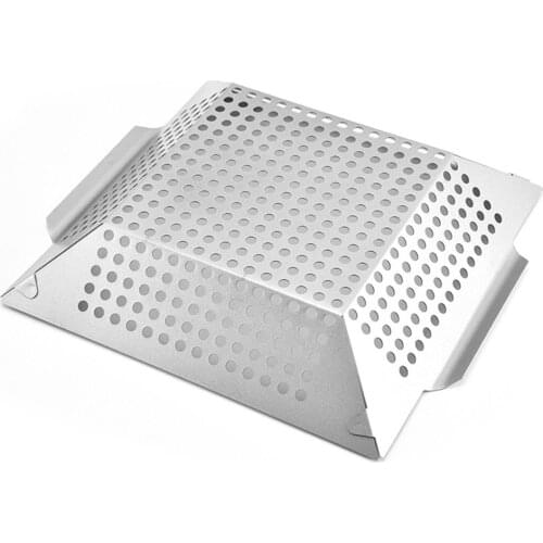 Stainless Steel Square Grill Tray With Perforated Grill Tray Outdoor Barbecue Tools BBQ Vegetable Grill Pan