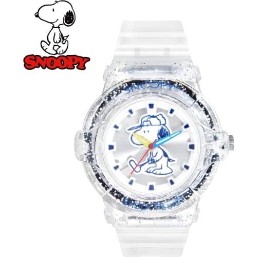 Snoopy Girls Ladys Japan Quartz Sport Wristwatch Transparen Dial Strap Colorful Case 3D Stereo Graffiti Cartoon Youth Teenage