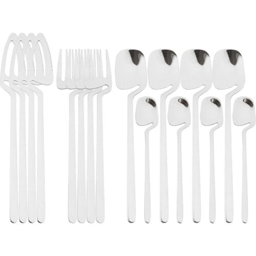 New 16Pcs Cutlery Set Knives Forks Tea Spoon Dinner Silverware Set 18/10 Stainless Steel Dinnerware Party Tableware Flatware Set