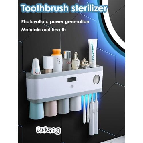 Bathroom organizer toothbrush holder wall Sterilization Toothbrush Holder Disinfection Rack Mouthwash Cup bathroom organizer