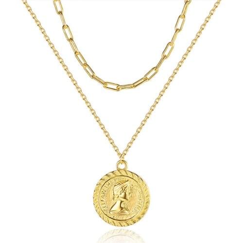 925 Sterling Silver Necklace Fashion Round Brand Queen Necklace Simple Retro Niche Female Necklace