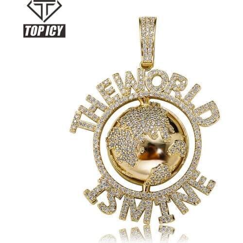 Brand New 2021 18K Gold/White Plated Circle Pendant Necklace Jewelry Set AAA Cubic Zircon Circle The World Necklace