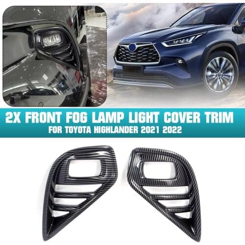 2Pcs Carbon Fiber Front Fog Light Lamp Cover Trim Foglight Bezel Decoration Frame for Toyota Highlander 2021 2022