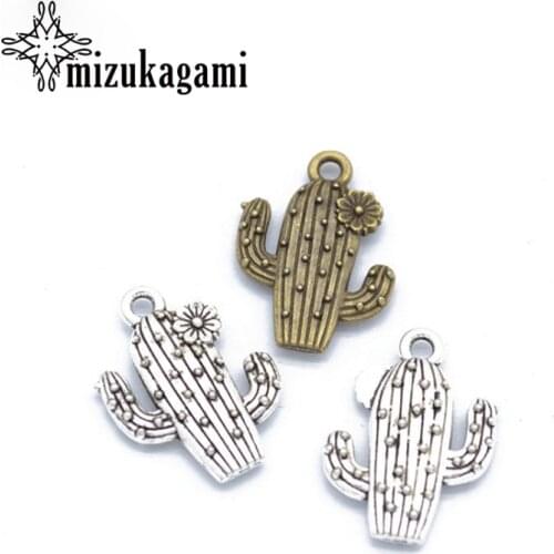 Retro Zinc Alloy Bronze Cactus Charms 60pcs/lot For DIY Fashion Drop Earrings Jewelry Making Accessories