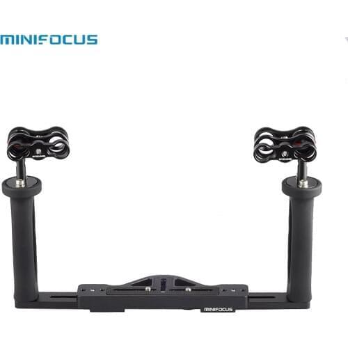 Underwater Handle Tray Bracket Dual Handheld Hand Grip Video Stabilizer Holder with 1'' Ball Adapter for Camera Diving Housing