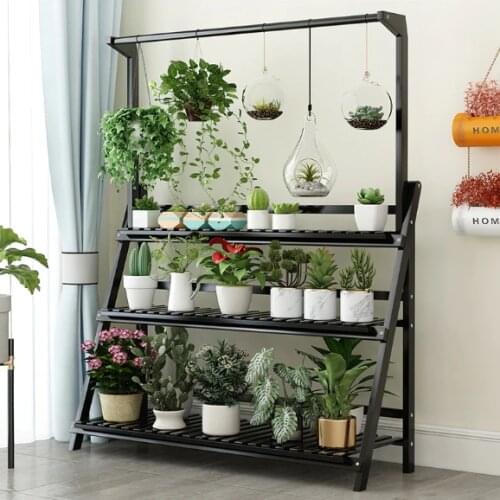 Solid wood flower shelf shelf shelf meat interior living room floor hanging orchid balcony wall hanging green flower pot rack