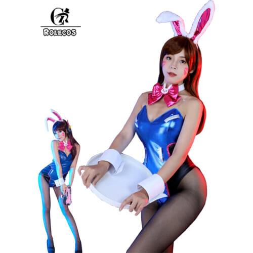 ROLECOS DVA Cosplay Women Sexy Costume Song hana Bunny Girl Cotume Game OW Jumpsuit Women Romper Over Watch