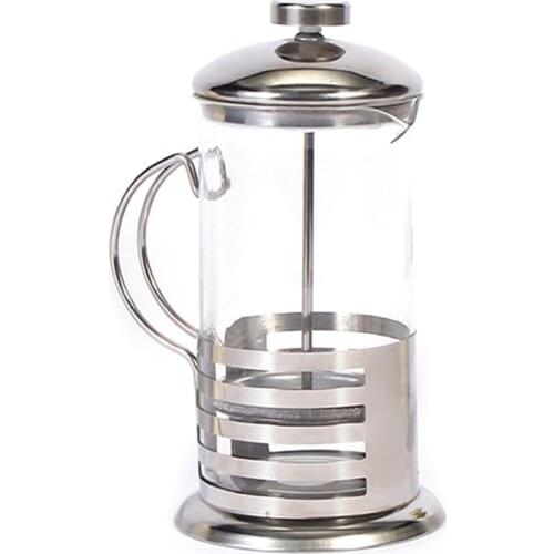 Manual Coffee Espresso Maker Pot French Coffee Tea Percolator Filter Stainless Steel Glass Teapot Cafetiere Press Plunger 350Ml