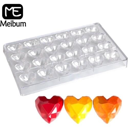 Meibum 24 Cavity Chocolate Mold Love Diamond Pattern Decoration Confectionery Baking Tray Child Candy Polycarbonate Mould