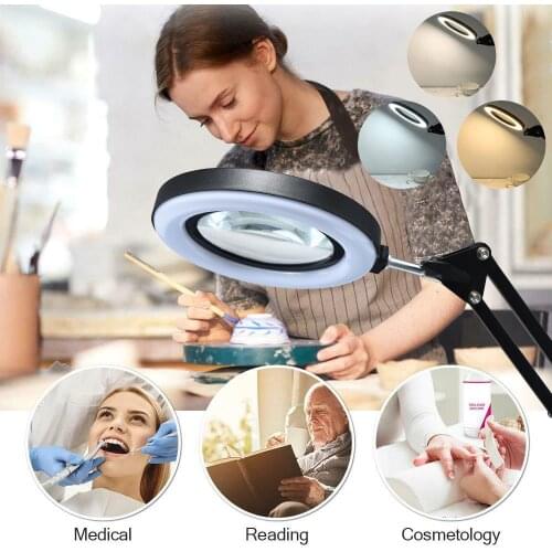 Illuminated Magnifier USB 3 Colors LED Magnifying Glass for Soldering Iron Repair/Table Lamp/Skincare Beauty Tool