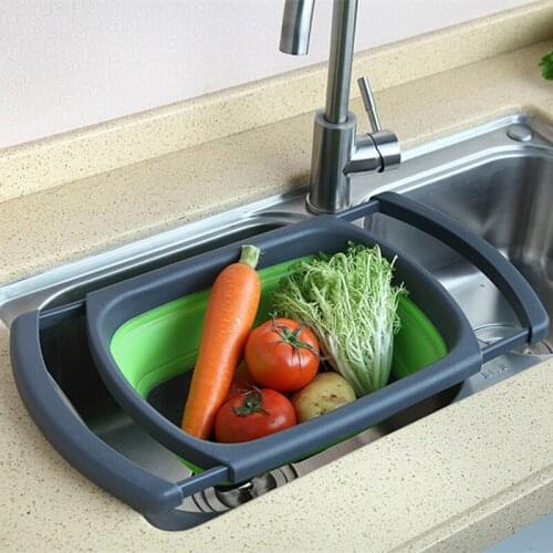 Retractable Folding Silicone Sink Colander Handle Kitchen Collapsible Strainer Bowl Drain Water Filter Basket Fruit Wash Baskets
