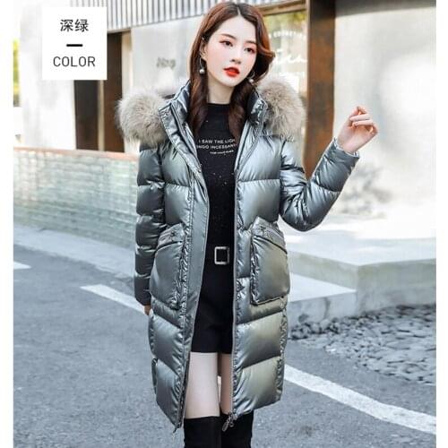 Winter Jacket Women 2020 Autumn New Cotton Coats Korean Fashion Long Slim Thick Warmth White Fur Hooded Parkas Feminina CX1309