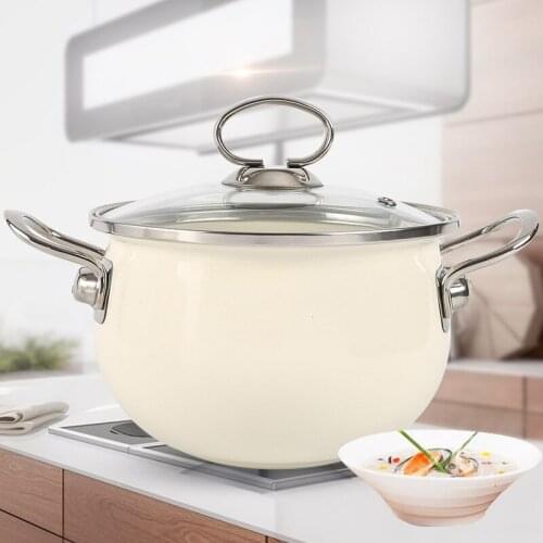 Japanese style enamel double ear stew pot household non stick pot induction cooker general purpose pots for cooking cookware