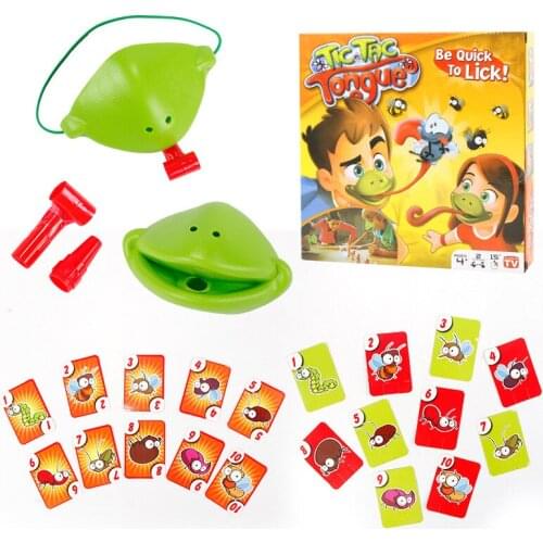 Tongue Tic-Tac Chameleon Frog Mouth Take Card Tongue Family Party Toy Be Quick To Lick Cards Toy Set Funny Board Game