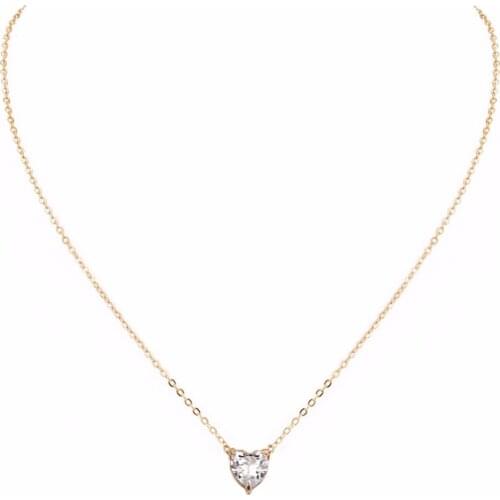 Women AAA CZ ZIRCON crystal small heart pendant short necklaces Rhinestone choker necklace gold silver color jewelry #270497
