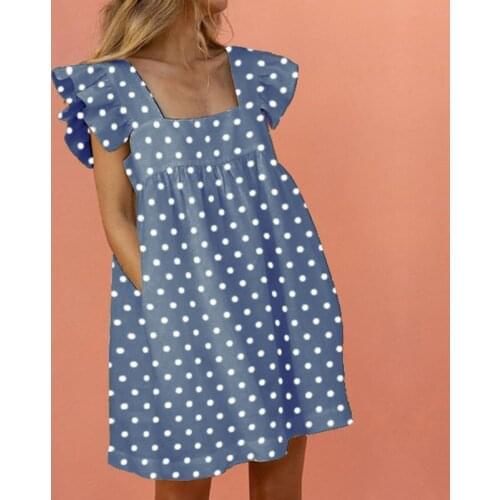 Summer Women Dress 2021 Square Neck Sleeveless Mini Blue Loose Beach Sundress Backless Sexy Casual Party Dresses Vestidos Y2k