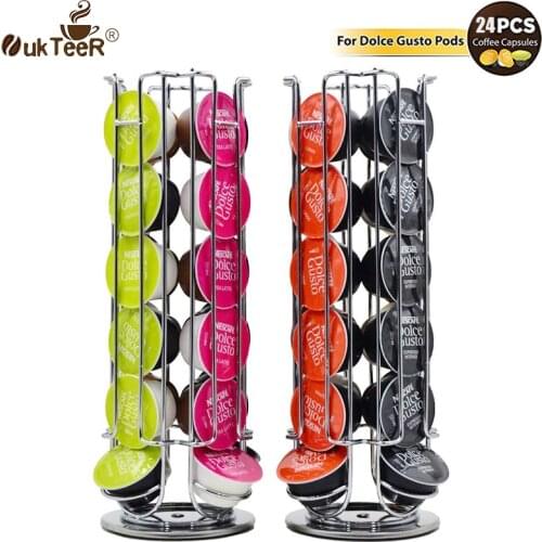 1PC Dolce Gusto Capsule Holder 24 PCS Coffee Storage Pod Holder Rotating Rack Coffee Capsule Stand Capsules
