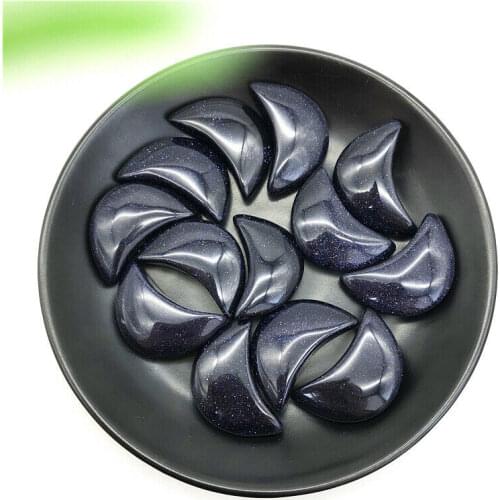 1PC Natural Blue Sandstone Moon Shaped Crystal Gemstone Healing Stones Decor Crafts Natural Stones and Minerals