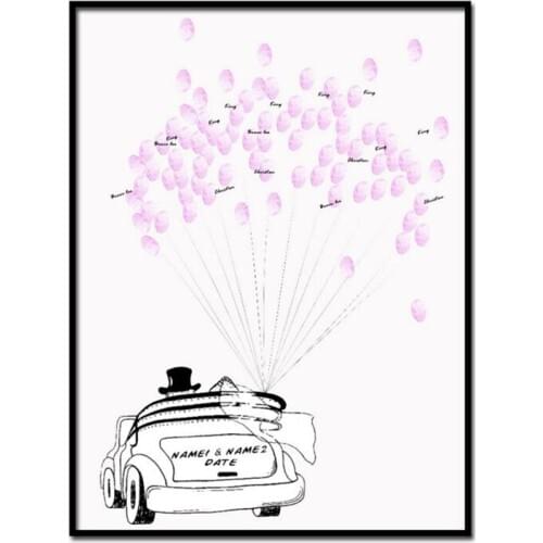 1Pc Wedding Car DIY Fingerprint Tree Personal Custom Signature Guestbook For Birthday Party Wedding Decoration (More Design)