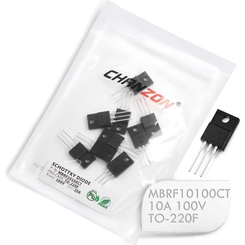 10 Pcs) Chanzon MBRF10100CT Schottky Barrier Rectifier Diodes 10A 100V TO-220F (ITO-220AB) 10 Amp 100 Volt