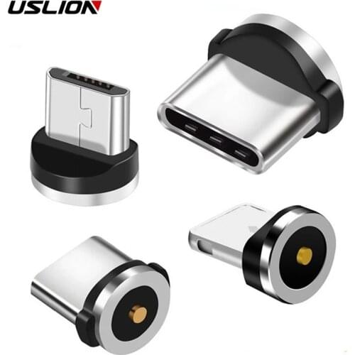 2pcs USB Port Magnetic Head Charging Cable Adapter For iPhone IOS Android Type C 360 Degree Rotation AccessoriesTips Converter