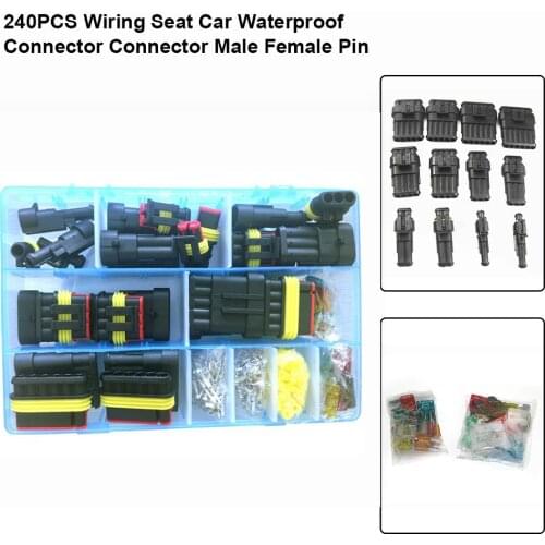 240PCS/Set Car Electrical Connector Terminal Wiring Seat Waterproof Connector Male Female Pin Socket Wiring Spring Terminal Set