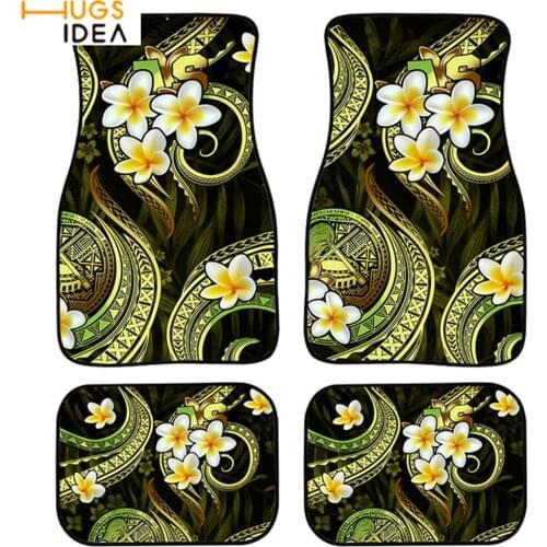4 Pcs Auto Car Floor Mat Full Set Hawaii Polynesian Style Car Rugs Cushion Rubber Dustproof Sedan Decoraton fit All Weather